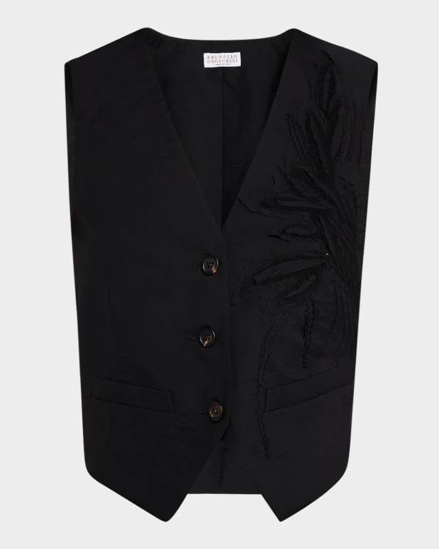 Herbarium Embroidered Poplin Vest